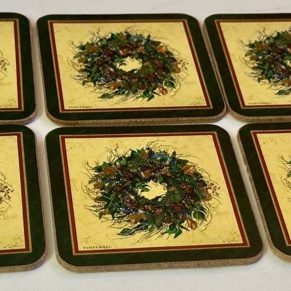 Vintage Pimpernel Holiday Coasters Set of 6 - Cork Back - Good Condition - Picture 7 of 16